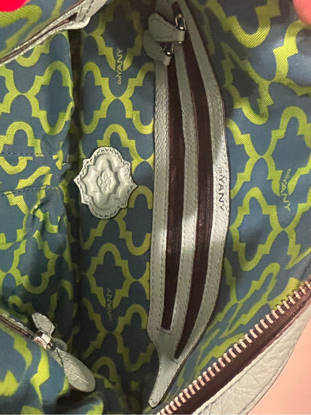 Oryany Trina Blue Turquoise Italian Leather Satchel Crossbody Bag - Picture 4 of 8